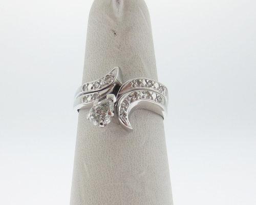 Genuine Diamonds Marquise 0.60ct Solid 14k White Gold Ring Set FREE Sizing