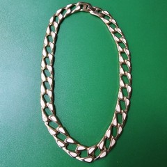 Vtg Napier Gold Tone White Enamel Chunky Curb Link Chain Collar Choker Necklace