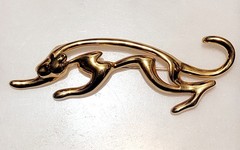 Piscitelli Jaguar Brooch Goldtone Vintage 3.5 In L