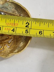 Vintage Halloween Pumpkin Jack O Lantern Carved Gold Tone Pin Brooch