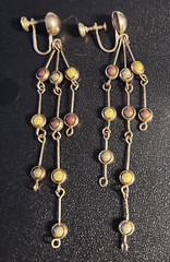 Hand made from vintage parts vintage dangling balls screw earrings 3 3/4″ long