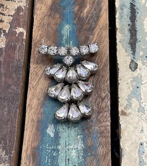 Vintage Rhinestone Waterfall Brooch Bar Top Silver Tone (c1950s)