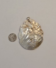 Huge Vintage Abalone Shell & Sterling Silver Pendant 925