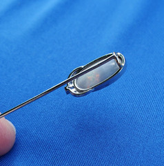 Original EARTH MINED Australian Black OPAL Art Deco DIAMOND Pin Antique PLATINUM