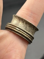 Artisan Textured Band Sterling Silver Spinner Fidget Ring ~Sz 4.75 Concave KVS