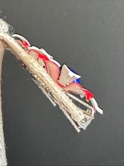 VTG 1960s Mod Red White Blue Enamel Daisy Clip on Earrings