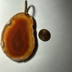 Pendant Agate Red Orange Huge 75mm Long 51mm Wide Vintage