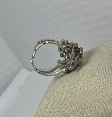 Vintage Sterling Silver Statement Textured Spike Ring Size 9 Adjustable