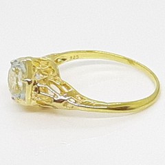 Antique Filigree 1.03ctw Aquamarine 14K Yellow Gold 925 Silver Ring
