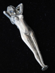 RARE Vintage 1970’s Sterling BEAUTIFUL NUDE WOMAN Pendant, 2″ tall, HAND CRAFTED