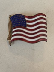 1940’s USA Flag ENAMEL WAVING FLAG – 1 3/8” X 1” – Lapel Pin Vintage Military