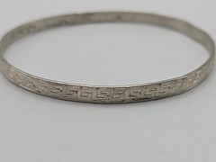 Vintage Silver Toned Mexico Bangle Bracelet Size 7.25