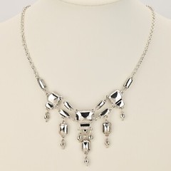 Original Vintage Designer Silver Onyx Zirconia Rhinestone Gemstone Necklace
