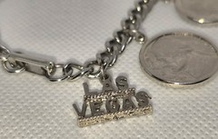 Vintage Las Vegas Charm U.S. Coins 7.25″ Bracelet Silver Tone Nickels Dimes