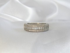 Sterling Silver 925 Baguette Channel Set CZ Designer Signed Band Ring Size 7