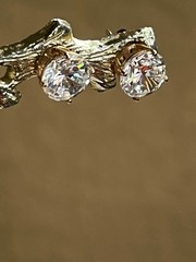 14KT Solid Yellow Gold Cubic Zirconia Stud Earrings 7.8 mm, 2.56 Grams