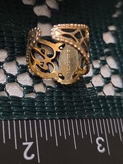S Coventry Empress Dragon’s Breath Goldtone Faux Fire Opal Filagree Ring Sz 7.25