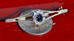 14k yellow gold 0.80ct sapphire, topaz pin brooch heated vintage 3.20gr N3810