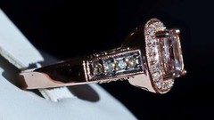 14k rose gold ring 1.45ct morganite natural diamond sz 7 halo 5.50g LeVian N3040