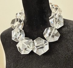 Gerda Lynggaard Monies Clear Crackle Lucite Octagon Large Beads Choker Necklace