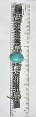 Vintage Heavy Exex Claudia Agudelo Sterling Woven Turquoise Bracelet 6.25″-6.5″