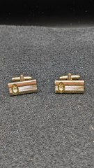 Vintage Speidel Gold Tone Rectangular Cufflinks With Rhinstone Clear
