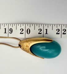 VTG Givenchy Necklace Aventurine Pendant 1980s Runway Gold-Tone Long Snake Chain