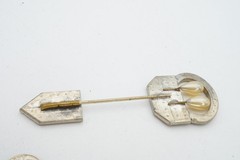 Vintage Brooch Pin Silver Tone Rhinestone Faux Pearl