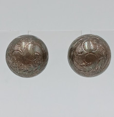 VTG 925 Dome Stud Earrings 0.5in Sterling Silver 3.85g Etched Swirl Estate READ