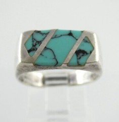 Shube Sterling Silver Dyed Howlite Bar Flat Top Ring 925 Size 9 Weighs 5.5g