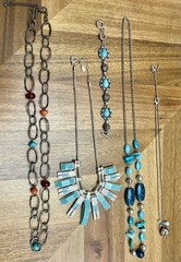 Vintage Turquoise Color Signed RMN JLo Fossil Necklace Bracelet Jewelry Lot
