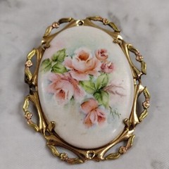 Vintage Jjj 1/20 12kgf Gold Filled Flower Cameo Brooch Pin