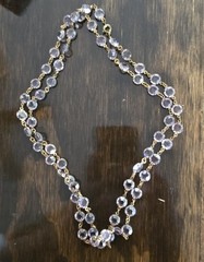 Art Deco Flapper Lavender Glass Necklace Double Bezel Two-Sided Prong Setting