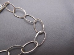Fine Light OVAL LINK STERLING BRACELET-7 7/8 Inch-Toggle Closure-Marked SU-NR