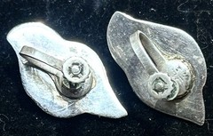 Vntg Modernist Sterling Silver And Amethyst Screw Back Earrings Mexico 6 Grams