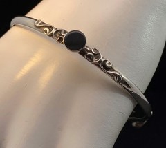 Taxco Mexico Sterling Silver Onyx Bangle Bracelet B91