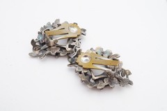 Vintage Clip On Earrings Silver Tone Etruscan