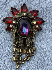 Juliana DeLizza Elster Clip on Earring Watermelon Multifacet Rhinestone Flower