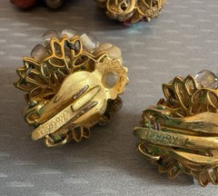 Robert Clip Earring LOT 6 Pair Wired Bead Cluster AB Rhinestone All Signed Vtg