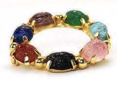 Vintage Colorful Scarab Wreath Brooch Pin, Gold Tone, Fashion Jewelry JWL-595