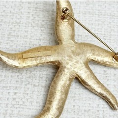 Vintage 60s Pastelli Gold Tone Starfish Star Brooch Pin Textured Signed
