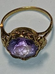 Antique Vintage 14K Gold Amethyst Ring size 6 2.7g English Hallmark AS IS