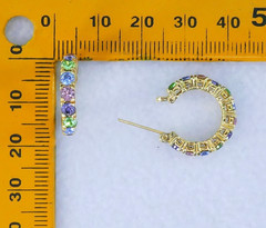 JOAN RiVERS PiNK GREEN LiLAC BLUE CRYSTAL GOLD TONE PiERCED HOOP EARRiNGS