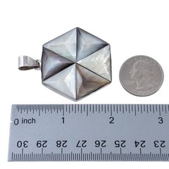 Vintage Sterling Silver 925 Mother of Pearl Hexagon Pendant