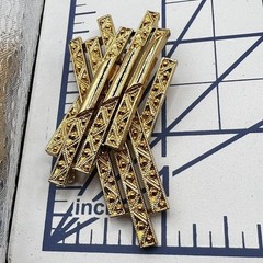 Vintage Monet Brooch Gold Tone Abstract Modernist Pin 1 in x 2.5 in Signed