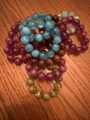 Vintage Lucite Bracelet Lot Marbled Plastic Stretch Bead Bracelets 10