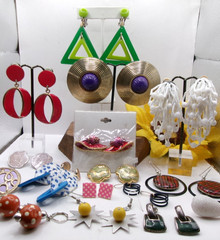Vintage Costume Jewelry Earrings 80s 90s Y2K Pierced Clip Chunky Retro Lot