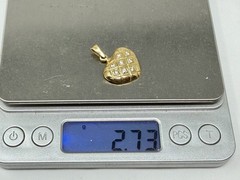 Vintage 585 14K Yellow Gold Diamond Heart Shaped Charm or Pendant 2.7 Grams
