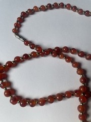 Vintage Beaded Carnelian Necklace 36 Inches Long With Barrel Clasp