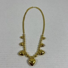 Goldtone Fashion Chain With Heart Trailers Beaded Fashion Love Valentine’s Day